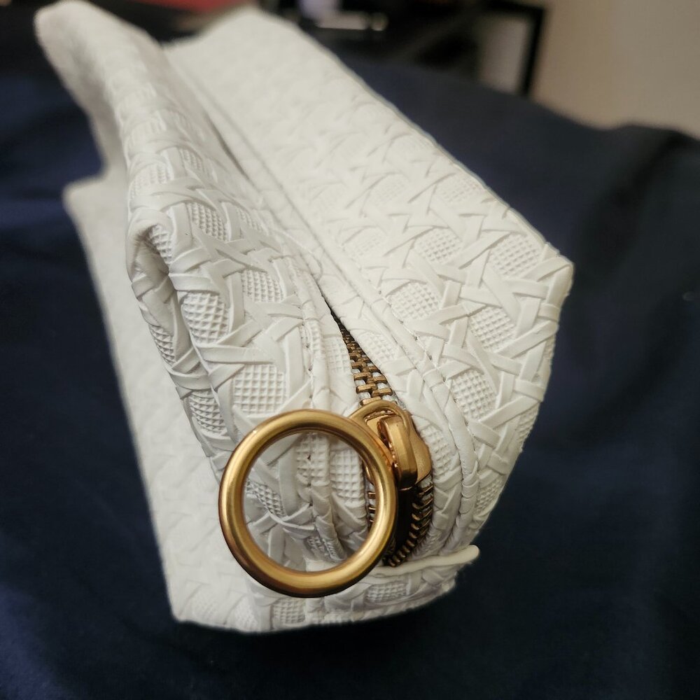 Tony Burch Faux White Leather Makeup Pouch